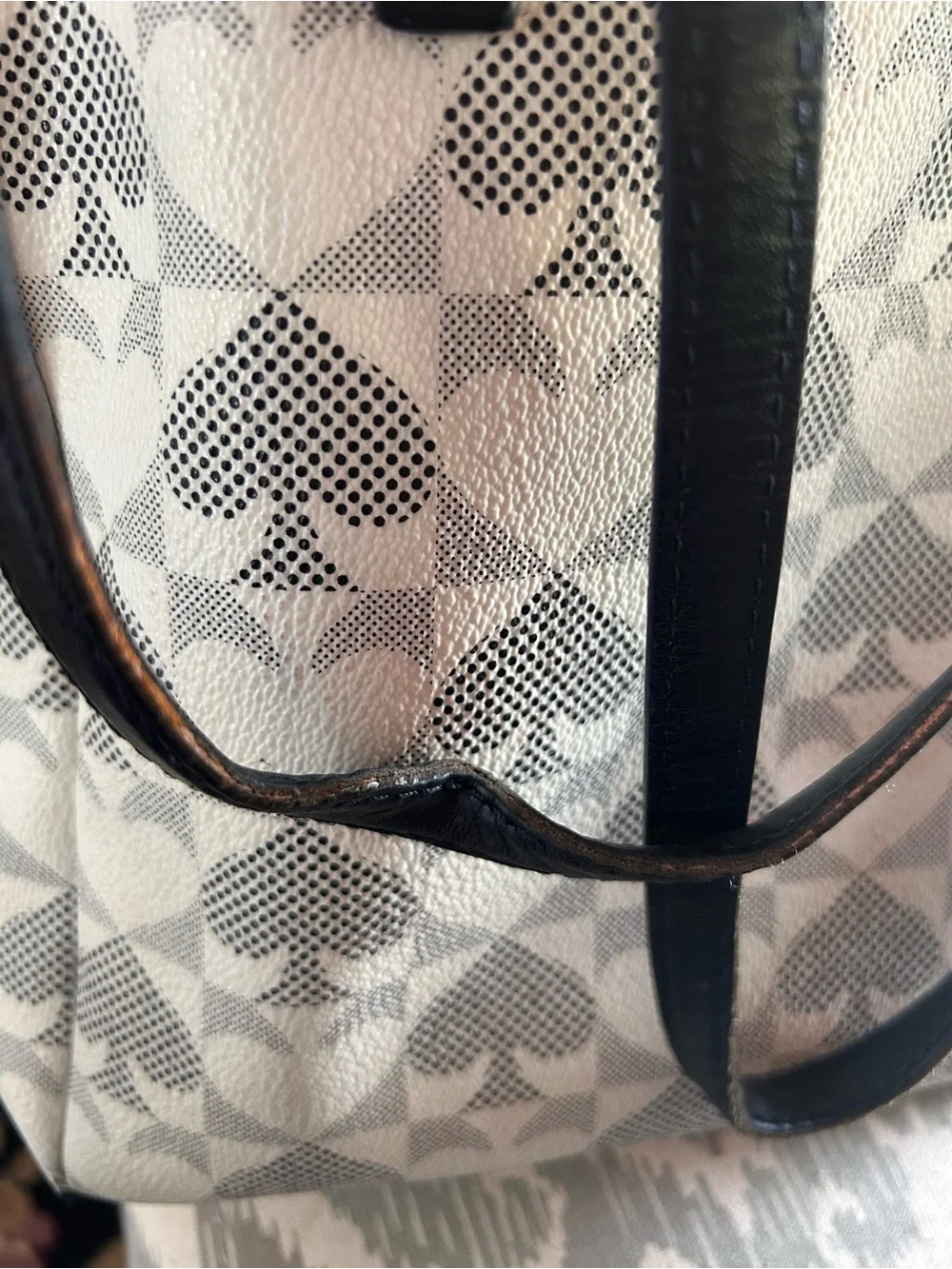 Kate Spade Cream and Black spade-Print Canvas Tote